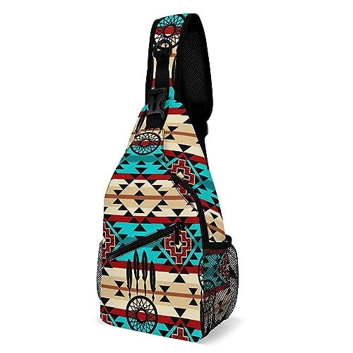 SMAZDFXX Aztec Sling Bags für Männer und Frauen, kleiner Rucksack, Crossbody-Brusttasche, Tagesrucksack für Wanderreisen, Aztec 06 von SMAZDFXX