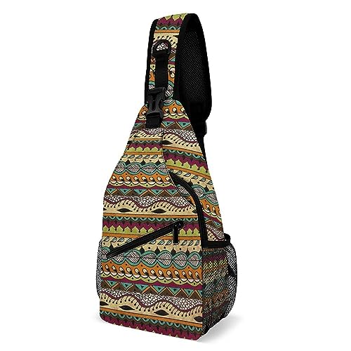 SMAZDFXX Aztec Sling Bags für Männer und Frauen, kleiner Rucksack, Crossbody-Brusttasche, Tagesrucksack für Wanderreisen, Aztec 07 von SMAZDFXX
