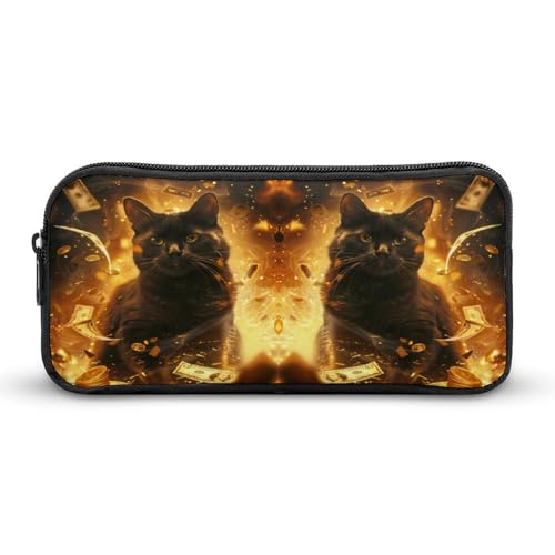SMAZDFXX Black Cat Dollar Tragbares Federmäppchen Kleine Stifttasche Bleistifttasche Make-up-Tasche Box Organizer von SMAZDFXX