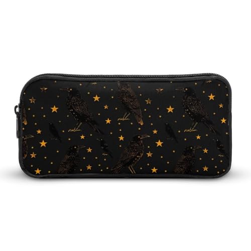 SMAZDFXX Black Crow Stars Tragbares Federmäppchen, kleine Stifttasche, Bleistifttasche, Make-up-Tasche, Box-Organizer von SMAZDFXX