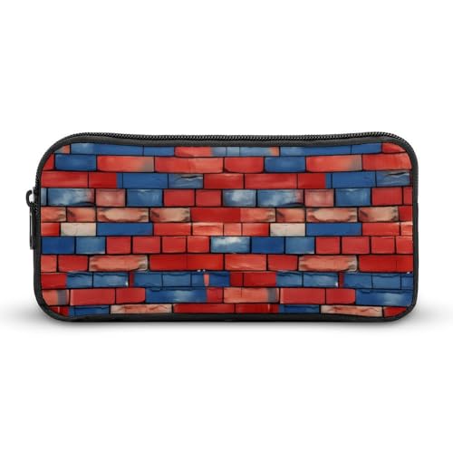 SMAZDFXX Bunte Ziegelwand, tragbares Federmäppchen, kleine Stifttasche, Bleistifttasche, Make-up-Tasche, Box-Organizer von SMAZDFXX