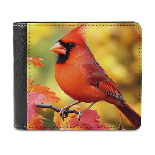 SMAZDFXX Cardinal Cute Bird Schlanke Herren-Geldbörse aus PU-Leder mit 6 Kartenfächern und Geldklammer von SMAZDFXX