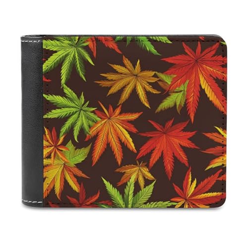 SMAZDFXX Colorful Weeds Schlanke Herren-Geldbörse aus PU-Leder mit 6 Kartenfächern und Geldklammer von SMAZDFXX
