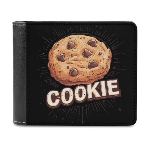 SMAZDFXX Cookie-es Bedruckte Leder-Geldbörse für Herren, Ausweis, zweifach faltbar, Vordertasche, schmale Geldbörse, Geldklammer von SMAZDFXX