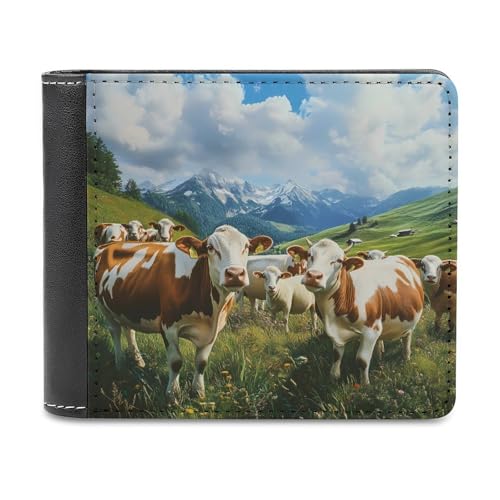 SMAZDFXX Country Animals Kühe und Schafe Schlanke Herren-Geldbörse aus PU-Leder mit 6 Kartenfächern und Geldklammer von SMAZDFXX