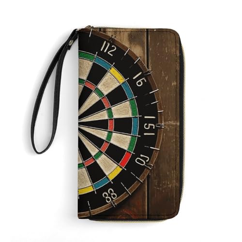 SMAZDFXX Dart Board Leder Geldbörse Glatter Reißverschluss Rundum Clutch Armband Reise Lange Weiche Geldbörse für Damen von SMAZDFXX