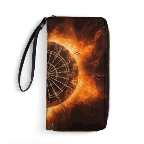 SMAZDFXX Dart Board Leder Geldbörse Glatter Reißverschluss Rundum Clutch Armband Reise Lange Weiche Geldbörse für Damen von SMAZDFXX