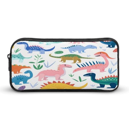 SMAZDFXX Dinosaurier, buntes, tragbares Federmäppchen, kleine Stifttasche, Bleistifttasche, Make-up-Tasche, Box-Organizer von SMAZDFXX