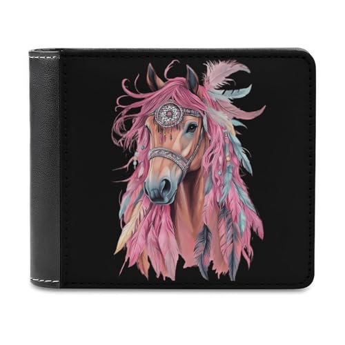 SMAZDFXX Dream Catching Wild Horse Schlanke Herren-Geldbörse aus PU-Leder mit 6 Kartenfächern und Geldklammer von SMAZDFXX