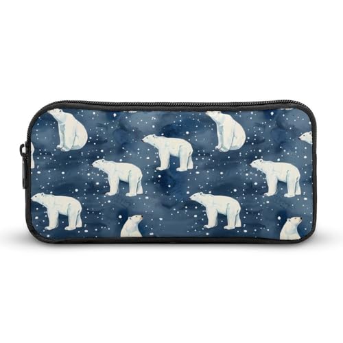 SMAZDFXX Eisbären, tragbares Federmäppchen, kleine Stifttasche, Bleistifttasche, Make-up-Tasche, Box-Organizer von SMAZDFXX
