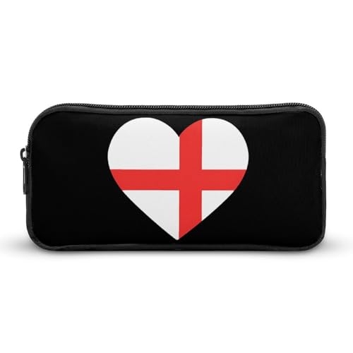 SMAZDFXX England Flagge Herz Tragbare Federmäppchen Kleine Stifttasche Bleistift Tasche Make-Up Tasche Box Organizer von SMAZDFXX