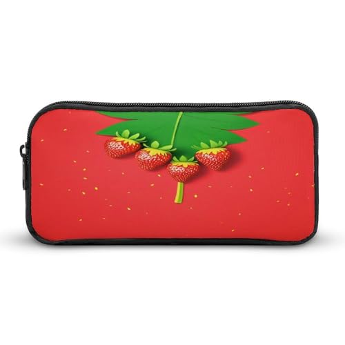 SMAZDFXX Erdbeerrote Stifttasche mit großer Kapazität, leicht aufzubewahrendes Federmäppchen, Federmäppchen für den Organizer von Büro-Schreibwaren von SMAZDFXX