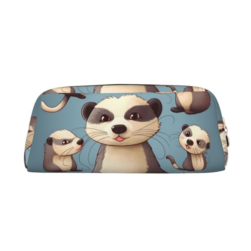 SMAZDFXX Federmäppchen, niedliches Kaninchen, Leder, tragbare Make-up-Tasche für Damen und Herren von SMAZDFXX