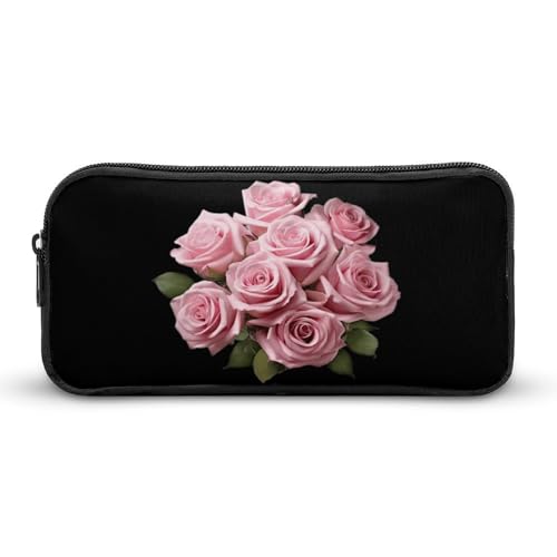 SMAZDFXX Federmäppchen mit Rosenmotiv, tragbar, klein, Stifttasche, Bleistifttasche, Make-up-Tasche, Box-Organizer von SMAZDFXX