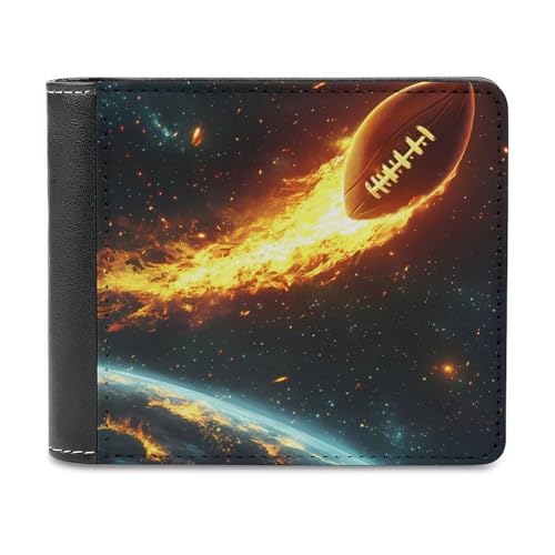 SMAZDFXX Football Rocket Slim Herren-Geldbörse, zweifach faltbar, PU-Leder, mit 6 Kartenfächern, Geldklammer von SMAZDFXX