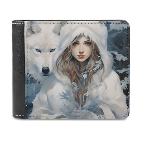 SMAZDFXX Fox and Beauty Schlanke Herren-Geldbörse aus PU-Leder mit 6 Kartenfächern und Geldklammer von SMAZDFXX