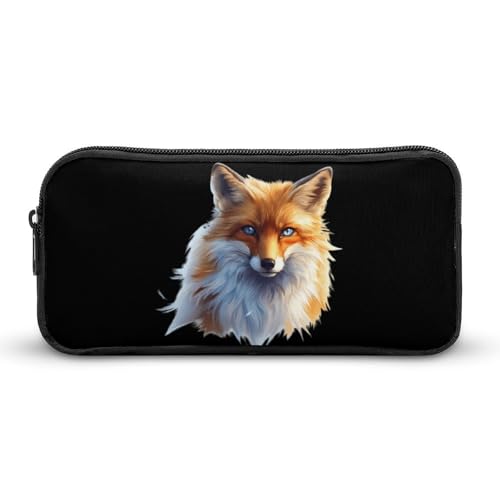 SMAZDFXX Fuchs mit blauen Augen, tragbares Federmäppchen, kleine Stifttasche, Bleistifttasche, Make-up-Tasche, Box-Organizer von SMAZDFXX