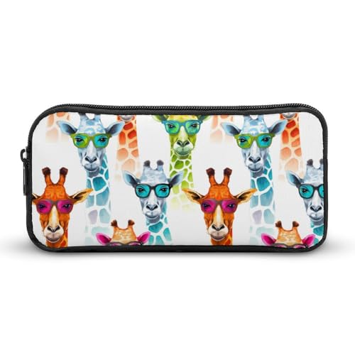 SMAZDFXX Giraffen-Batikmuster in Gläsern, tragbares Federmäppchen, kleine Stifttasche, Bleistifttasche, Make-up-Tasche, Box-Organizer von SMAZDFXX