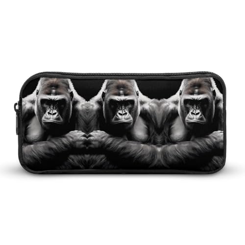 SMAZDFXX Gorilla Thinking Tragbares Federmäppchen, kleine Stifttasche, Bleistifttasche, Make-up-Tasche, Box-Organizer von SMAZDFXX