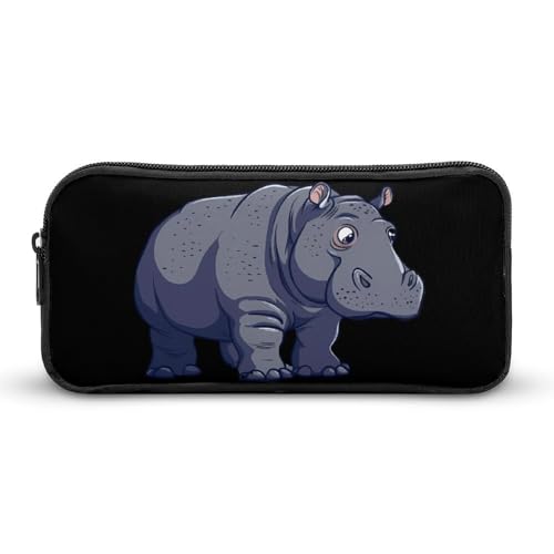 SMAZDFXX Graues Nilpferd-Stifteetui, tragbar, klein, Stiftetasche, Stiftetasche, Make-up-Tasche, Box-Organizer von SMAZDFXX
