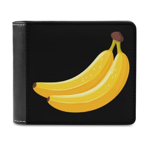 SMAZDFXX Herren-Geldbörse aus Leder mit Bananen-Print, Ausweis, zweifach faltbar, Vordertasche, schmale Geldbörse, Geldklammer von SMAZDFXX