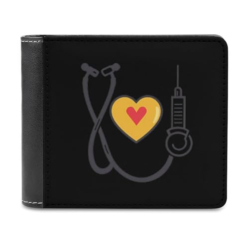 SMAZDFXX Herren-Geldbörse aus Leder mit Krankenschwester-Aufdruck, Ausweis, zweifach faltbar, Vordertasche, schmale Geldbörse, Geldklammer von SMAZDFXX