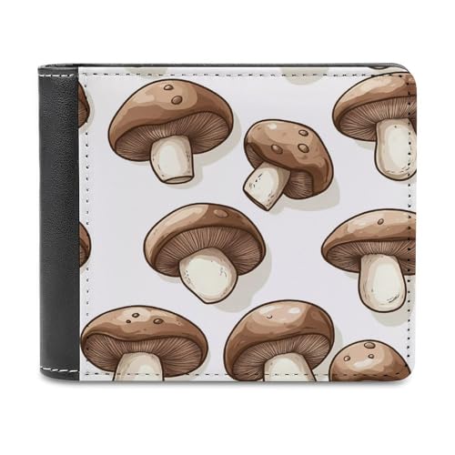 SMAZDFXX Herren-Geldbörse aus Leder mit Pilz-Print, Ausweis, zweifach faltbar, Vordertasche, schmale Geldbörse, Geldklammer von SMAZDFXX