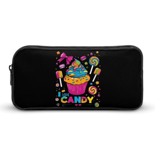 SMAZDFXX I Love Candy Tragbares Federmäppchen, kleine Stifttasche, Bleistifttasche, Make-up-Tasche, Box-Organizer SMAZDFXX I Love Candy Tragbares Federmäppchen, kleine Stifttasche, Bleistifttasche, Make-up-Tasche, Box-Organizer von SMAZDFXX