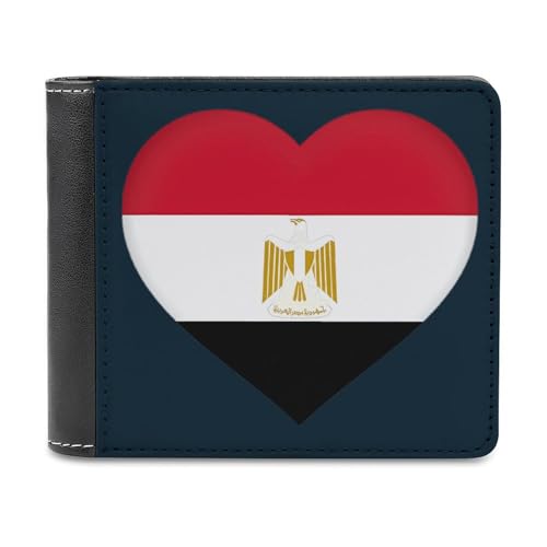 SMAZDFXX I Love Egypt Schlanke Herren-Geldbörse aus PU-Leder mit 6 Kartenfächern und Geldklammer von SMAZDFXX