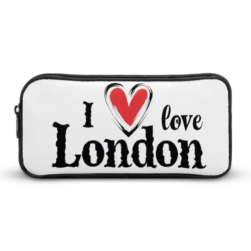 SMAZDFXX I Love London Tragbares Federmäppchen, kleine Stifttasche, Bleistifttasche, Make-up-Tasche, Box-Organizer von SMAZDFXX
