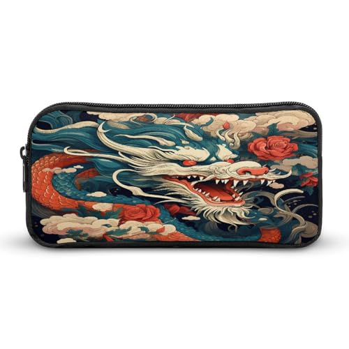 SMAZDFXX Japanischer Drache, tragbares Federmäppchen, kleine Stifttasche, Bleistifttasche, Make-up-Tasche, Box-Organizer von SMAZDFXX