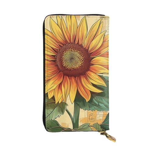 SMAZDFXX Kartenetui mit Sonnenblumen-Print | Kartenetui und Taschengeldbörse aus PU-Leder von SMAZDFXX