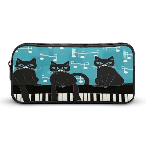 SMAZDFXX Katzen lieben Musik, tragbares Federmäppchen, kleine Stifttasche, Bleistifttasche, Make-up-Tasche, Box-Organizer von SMAZDFXX