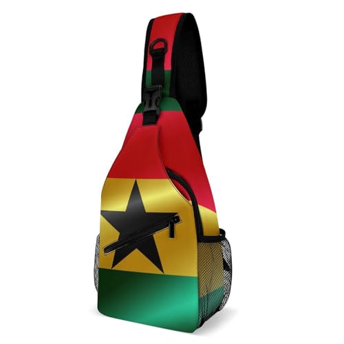 SMAZDFXX Kleiner Tagesrucksack für Herren, Umhängetasche, modische Brusttasche für Reisen und Wandern, Flagge von Ghana SMAZDFXX Kleiner Tagesrucksack für Herren, Umhängetasche, modische Brusttasche für Reisen und Wandern, Flagge von Ghana von SMAZDFXX