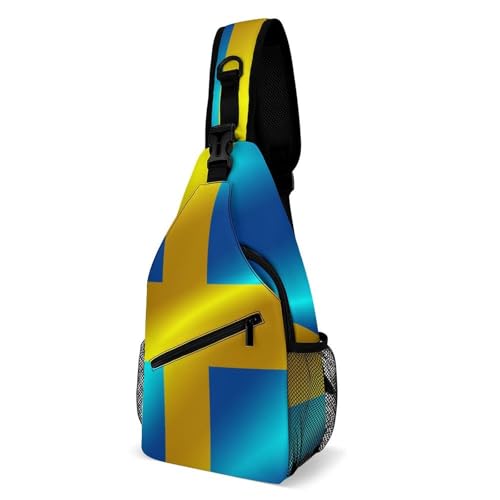 SMAZDFXX Kleiner Tagesrucksack für Herren, Umhängetasche, modische Brusttasche für Reisen und Wandern, Flagge von Schweden SMAZDFXX Kleiner Tagesrucksack für Herren, Umhängetasche, modische Brusttasche für Reisen und Wandern, Flagge von Schweden von SMAZDFXX