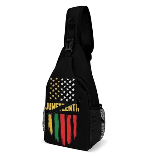 SMAZDFXX Kleiner Tagesrucksack für Herren, Umhängetasche, modische Brusttasche für Reisen und Wandern, Juneteenth-Flagge SMAZDFXX Kleiner Tagesrucksack für Herren, Umhängetasche, modische Brusttasche für Reisen und Wandern, Juneteenth-Flagge von SMAZDFXX