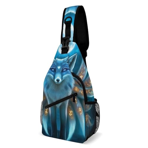 SMAZDFXX Kleiner Tagesrucksack für Herren, Umhängetasche, modische Brusttasche für Reisen und Wandern, Motiv: Magischer neunschwänziger Fuchs SMAZDFXX Kleiner Tagesrucksack für Herren, Umhängetasche, modische Brusttasche für Reisen und Wandern, Motiv: Magischer neunschwänziger Fuchs von SMAZDFXX