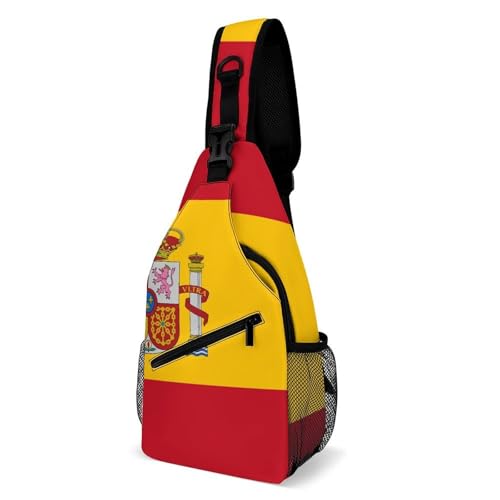SMAZDFXX Kleiner Tagesrucksack für Herren, Umhängetasche, modische Brusttasche für Reisen und Wandern, Spanien-Flagge SMAZDFXX Kleiner Tagesrucksack für Herren, Umhängetasche, modische Brusttasche für Reisen und Wandern, Spanien-Flagge von SMAZDFXX