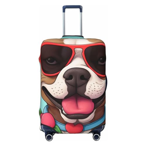 SMAZDFXX Kofferschutzhülle mit Cartoon-Hund mit Sonnenbrille, Bedruckt, hochelastisch, universelle, Kratzfeste Reisekofferhülle für Männer und Frauen von SMAZDFXX