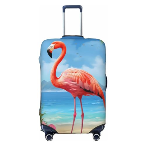 SMAZDFXX Kofferschutzhülle mit Flamingos am Strand, Bedruckt, hochelastisch, universelle, Kratzfeste Reisekofferhülle für Damen und Herren von SMAZDFXX