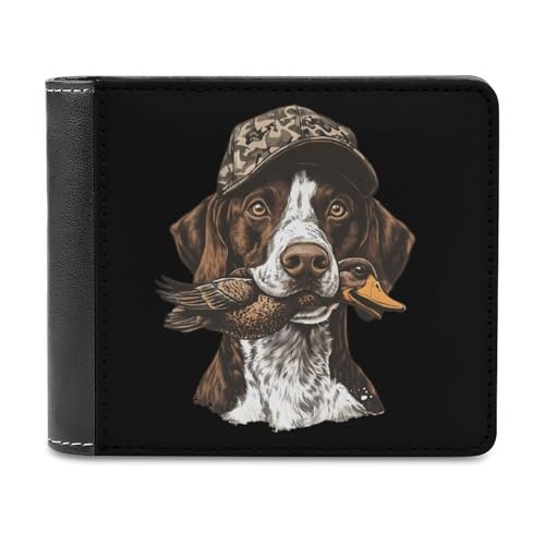 SMAZDFXX Kurzhaariger Vorstehhund, Entenjagd, schmale Herren-Geldbörse aus PU-Leder mit 6 Kartenfächern, Geldklammer von SMAZDFXX