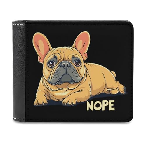 SMAZDFXX Lazy French Bulldog Schlanke Herren-Geldbörse aus PU-Leder mit 6 Kartenfächern und Geldklammer von SMAZDFXX