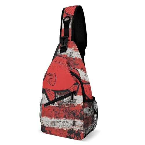 SMAZDFXX Leichte Brust-Schultertasche für Reisen und Wandern, Schultertasche mit modischem Kleiderdekor, Umhängetasche mit amerikanischer Vintage-Flagge zum Bassfischen SMAZDFXX Leichte Brust-Schultertasche für Reisen und Wandern, Schultertasche mit modischem Kleiderdekor, Umhängetasche mit amerikanischer Vintage-Flagge zum Bassfischen von SMAZDFXX