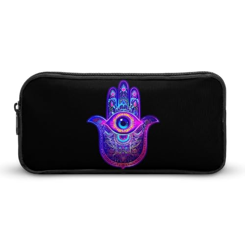 SMAZDFXX Lila Hamsa Hand Tragbares Federmäppchen Kleine Stifttasche Bleistifttasche Make-up-Tasche Box Organizer von SMAZDFXX