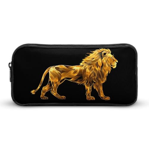 SMAZDFXX Lion Golden Tragbares Federmäppchen, kleine Stifttasche, Bleistifttasche, Make-up-Tasche, Box-Organizer von SMAZDFXX