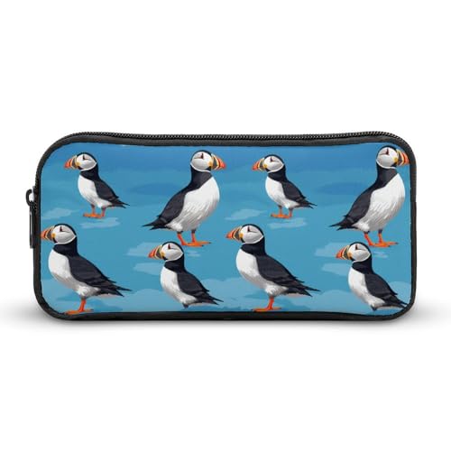 SMAZDFXX Little Puffins Blau Tragbares Federmäppchen Kleine Stifttasche Bleistifttasche Make-up-Tasche Box Organizer von SMAZDFXX