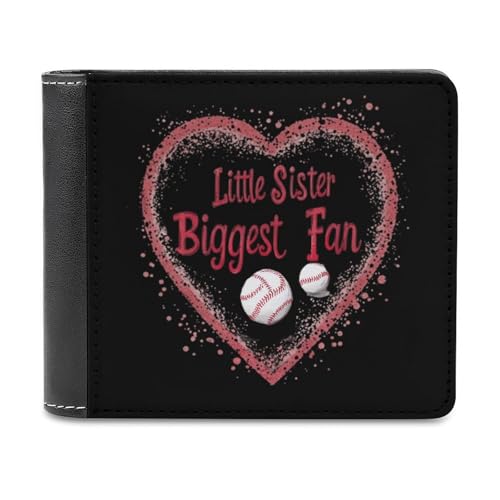 SMAZDFXX Little Sister Biggest Fan Baseball Schlanke, zweifach Faltbare Herren-Geldbörse aus PU-Leder mit 6 Kartenfächern und Geldklammer von SMAZDFXX