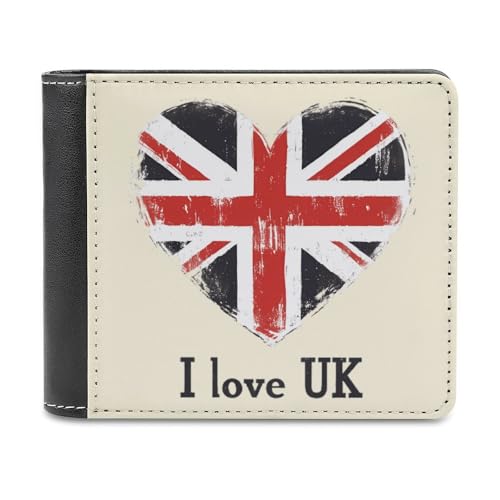 SMAZDFXX Love UK Schlanke Herren-Geldbörse aus PU-Leder mit zweifacher Faltschließe und 6 Kartenfächern, Geldklammer von SMAZDFXX