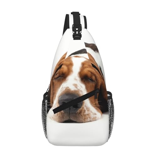 SMAZDFXX Lustige Basset Hound-Umhängetasche für Herren, leichte Handy-Geldbörse, Schlüsseletui, Brusttasche für Reisen und Fitness SMAZDFXX Lustige Basset Hound-Umhängetasche für Herren, leichte Handy-Geldbörse, Schlüsseletui, Brusttasche für Reisen und Fitness von SMAZDFXX