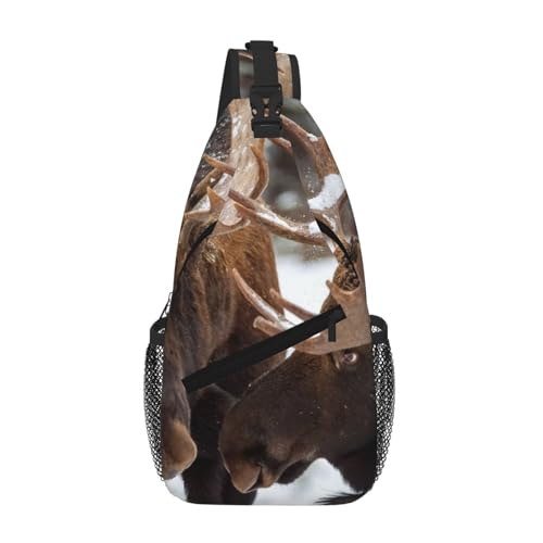 SMAZDFXX Lustige Umhängetasche für Herren mit Elchmuster, leichte Handy-Geldbörse, Schlüsseletui, Brusttasche für Reisen und Fitness SMAZDFXX Lustige Umhängetasche für Herren mit Elchmuster, leichte Handy-Geldbörse, Schlüsseletui, Brusttasche für Reisen und Fitness von SMAZDFXX